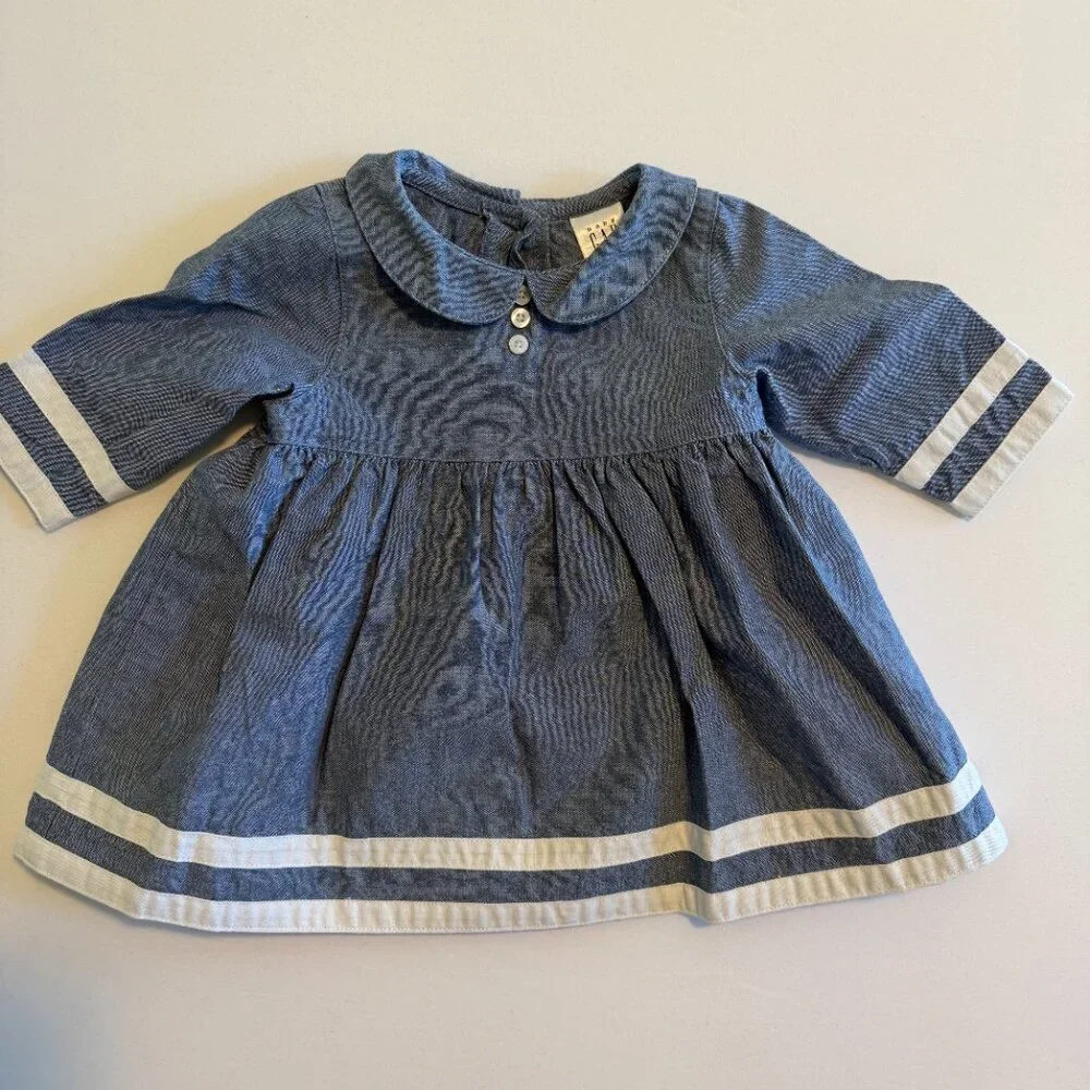 BABY GAP Blue Chambray Denim 2-Pc Outfit Dress Newborn 3-6 Mos